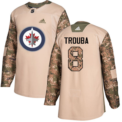 Adidas Jets #8 Jacob Trouba Camo Authentic Veterans Day Stitched NHL Jersey